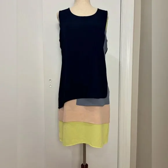 BCBG MAXAZARIA Hayley Sleeveless Color Block Tiered Tank Mini Dress Size 4 - Picture 1 of 6